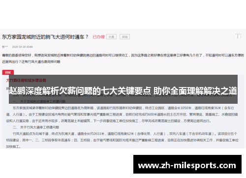 赵鹏深度解析欠薪问题的七大关键要点 助你全面理解解决之道